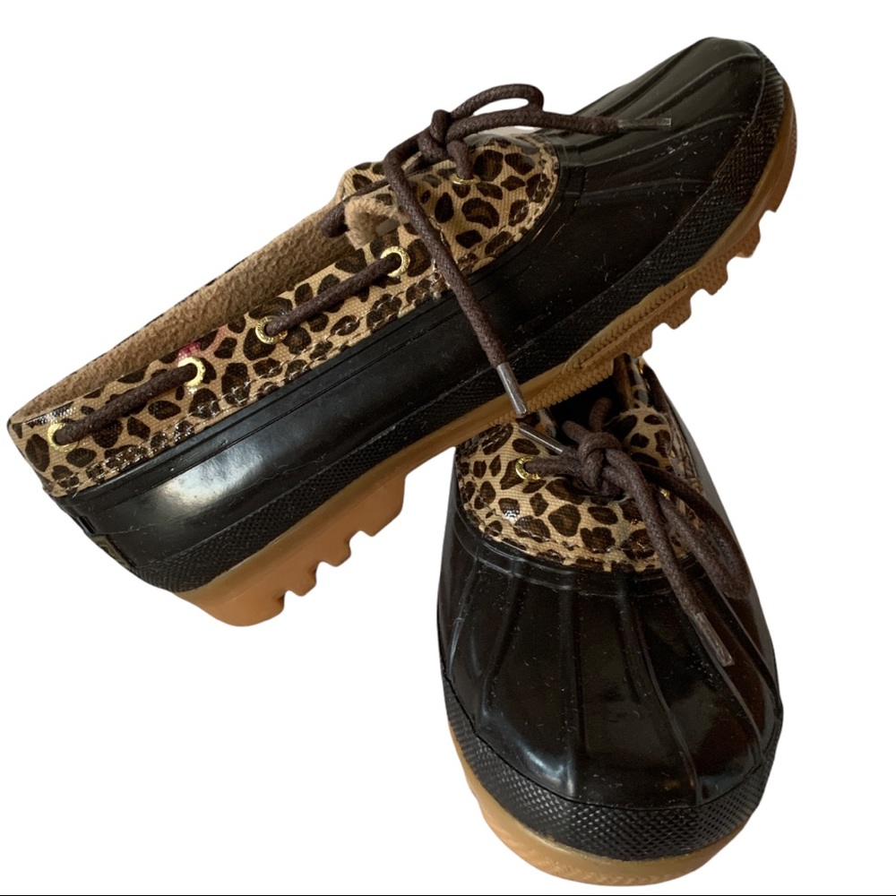 Sperry low duck boots cheetah print